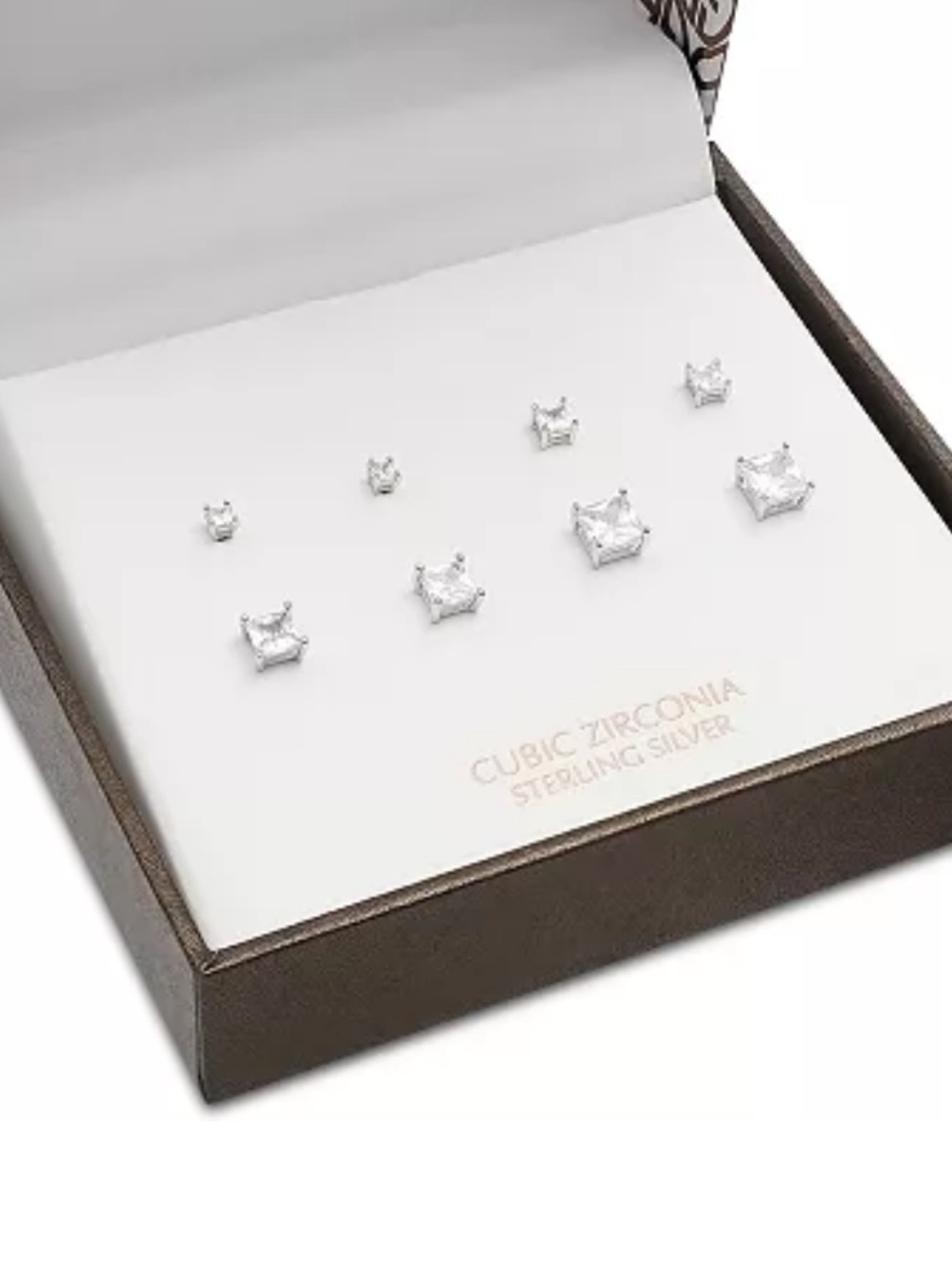 Giani Bernini Sterling Silver Clear Cubic Zirconia Stud Earring Set 3 set